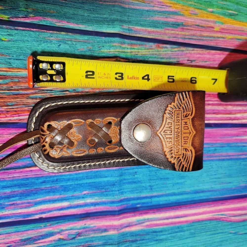 🔷️Vintage Tooled Harley Davidson Leather Belt Loop Knife Sheath or Case - Picture 7 of 9